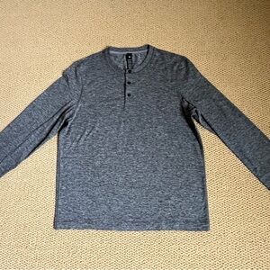 lululemon athletica Men's Soft Jersey Heathered Black Grey Long Sleeve Henley